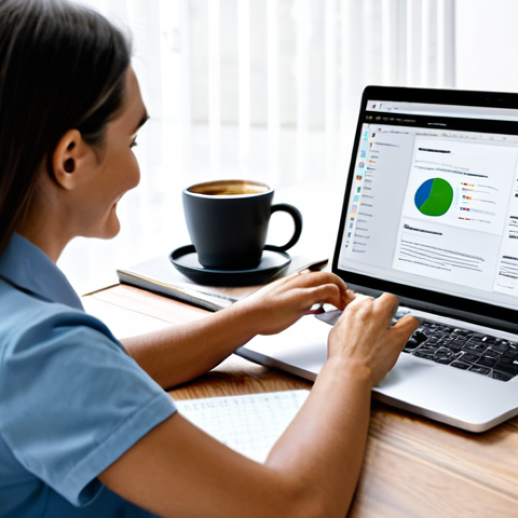 퍼포먼스 마케팅을 위한 효과적인 제휴 전략 - ** A bright and modern workspace with a person sitting at a desk, working on a laptop. The screen di...