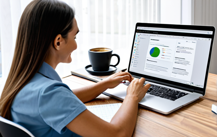 퍼포먼스 마케팅을 위한 효과적인 제휴 전략 - ** A bright and modern workspace with a person sitting at a desk, working on a laptop. The screen di...