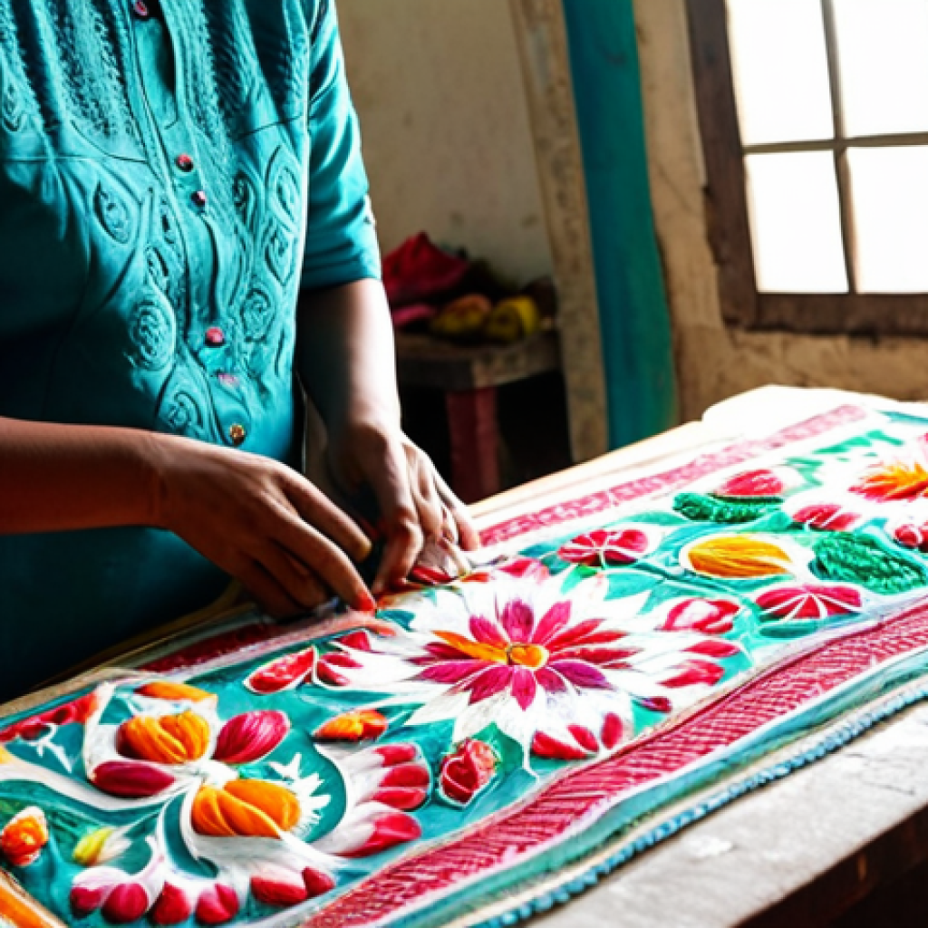 퍼포먼스 마케팅의 성공적인 사례 분석 - **Subject:** A skilled artisan meticulously crafting a traditional Bengali handicraft (e.g., Nakshi ...
