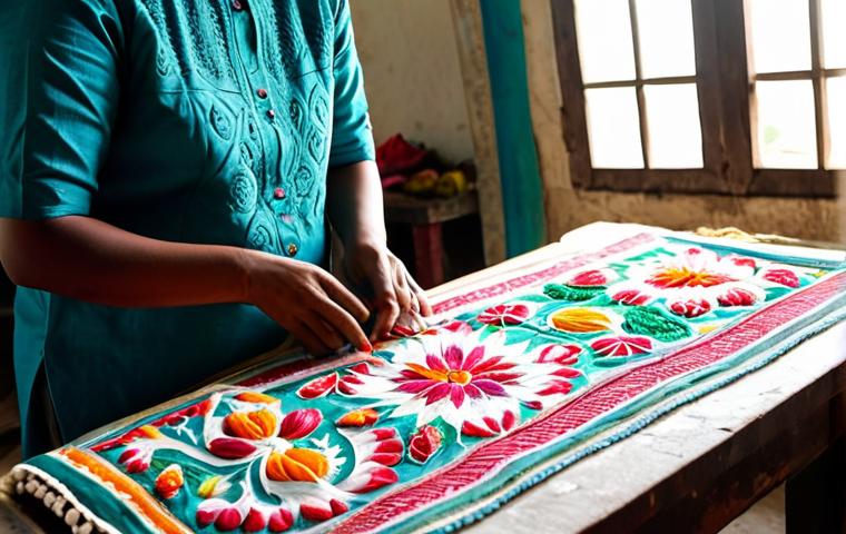 퍼포먼스 마케팅의 성공적인 사례 분석 - **Subject:** A skilled artisan meticulously crafting a traditional Bengali handicraft (e.g., Nakshi ...