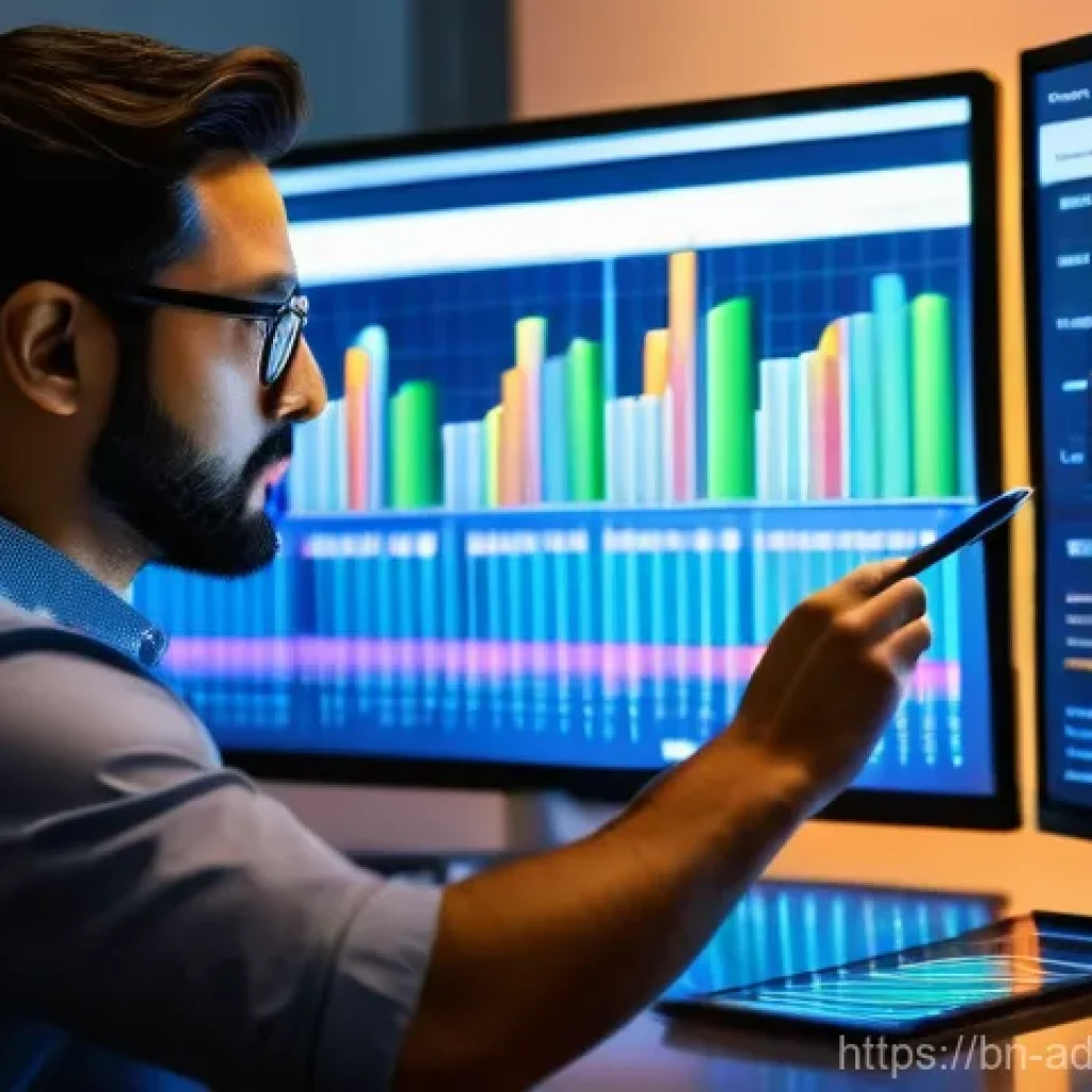 퍼포먼스 마케팅의 목표 달성을 위한 전략 - **Prompt:** A diverse, casually dressed professional in their late 20s to early 30s, intently examin...