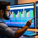 퍼포먼스 마케팅의 목표 달성을 위한 전략 - **Prompt:** A diverse, casually dressed professional in their late 20s to early 30s, intently examin...