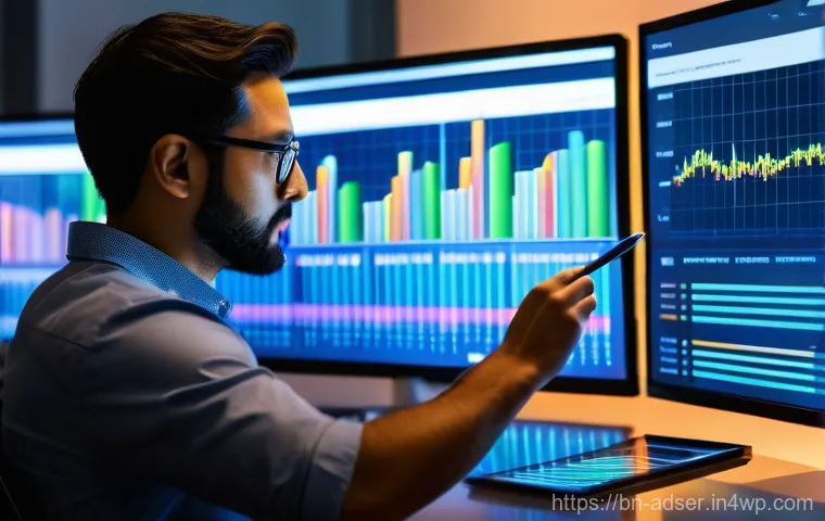 퍼포먼스 마케팅의 목표 달성을 위한 전략 - **Prompt:** A diverse, casually dressed professional in their late 20s to early 30s, intently examin...