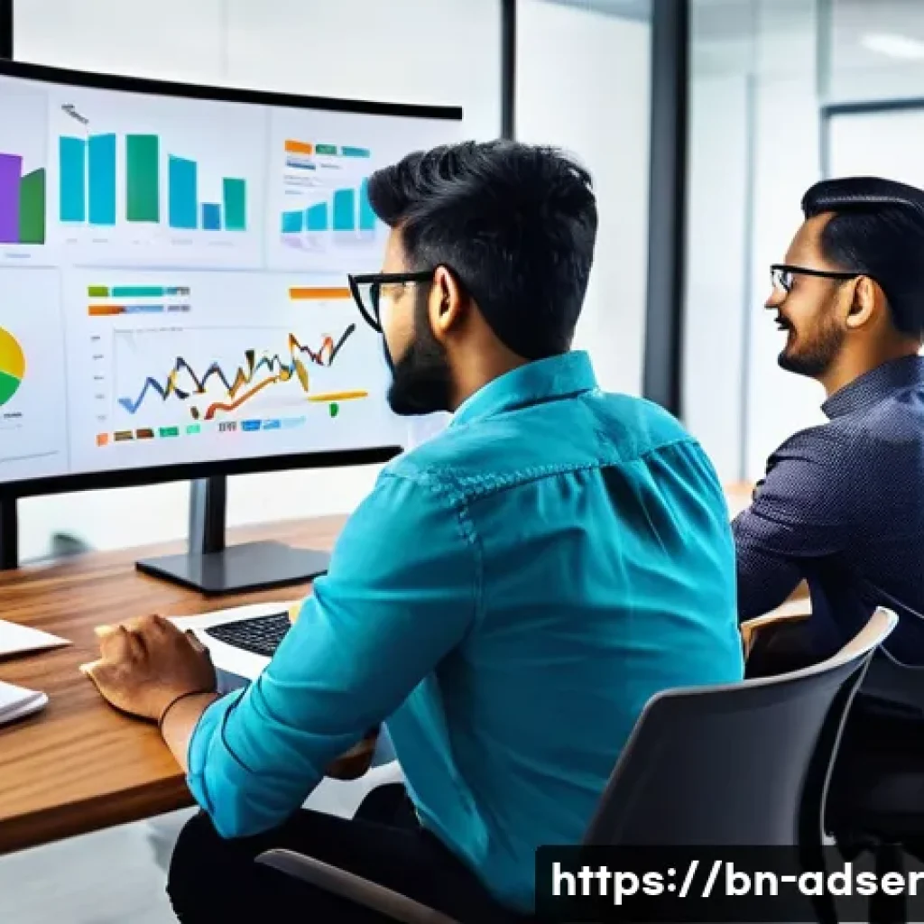퍼포먼스 마케팅의 기초 개념 정리 - A vibrant office scene showing a diverse Bengali marketing team collaborating on a digital advertisi...