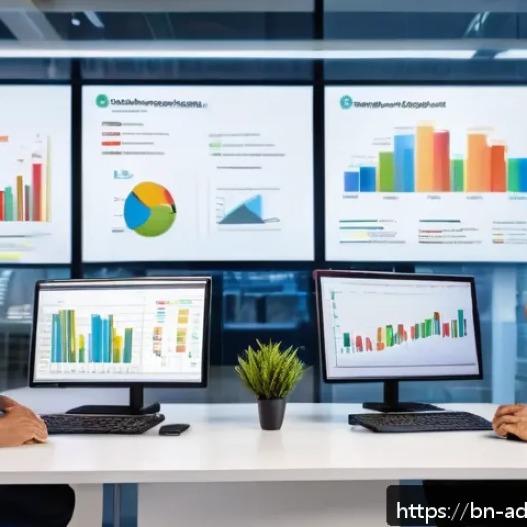 퍼포먼스 마케팅의 시장 조사 및 분석 기법 - A modern office scene showing a diverse group of Bengali business professionals analyzing big data o...