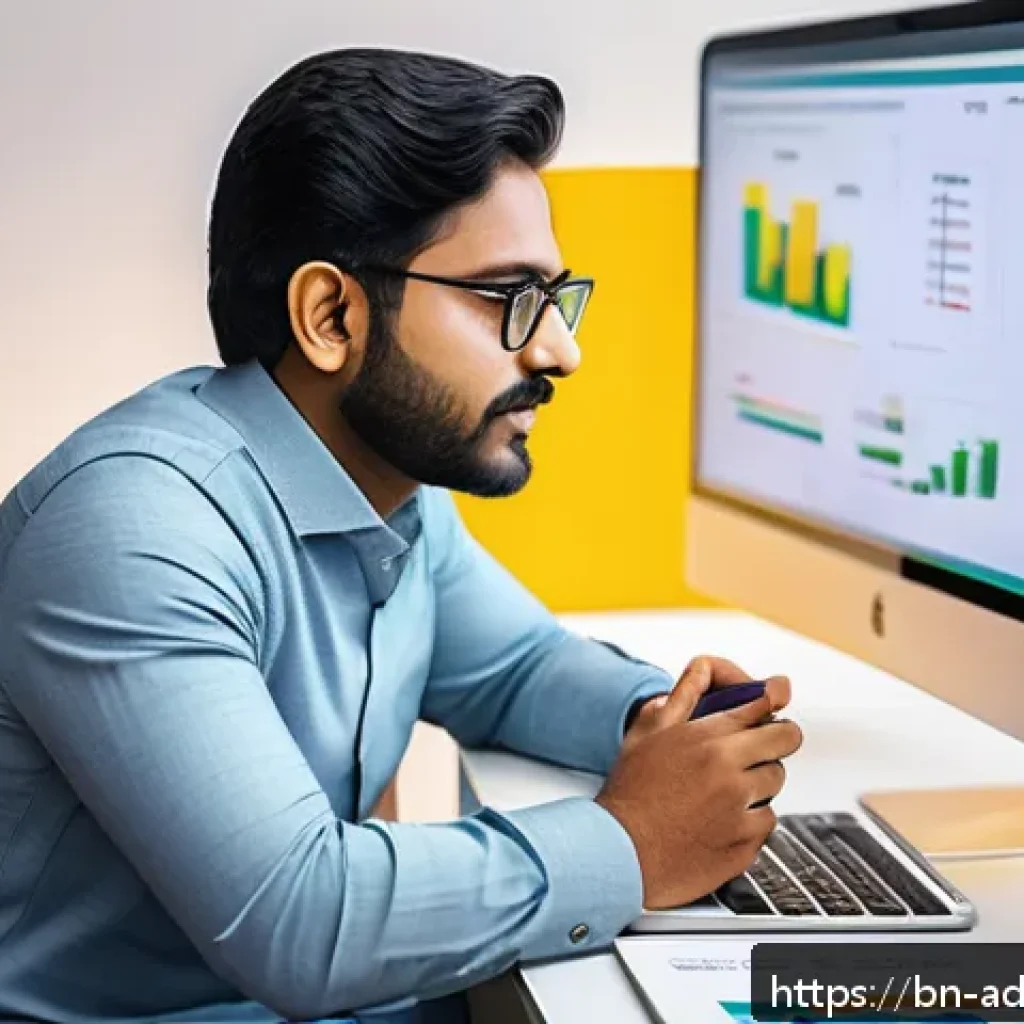 퍼포먼스 마케팅의 산업별 적용 사례 - A professional digital marketing workspace focused on Bengali culture, featuring a large computer sc...
