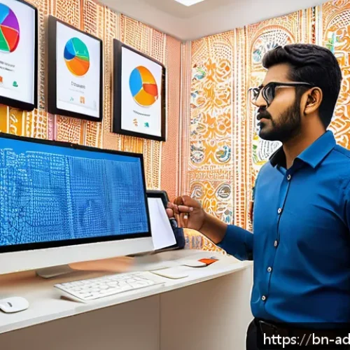 퍼포먼스 마케팅에서의 캠페인 전략 수립 - A vibrant digital marketing workspace scene featuring a Bengali professional analyzing customer beha...