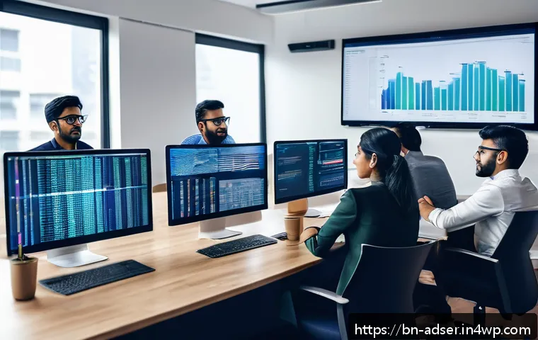 퍼포먼스 마케팅의 성장 가능성과 도전 과제 - A modern digital marketing office scene featuring a diverse Bengali marketing team analyzing data on...